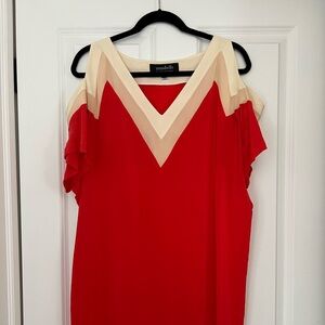 Annabelle silk chevron keyhole shoulder sleeve mini dress M.